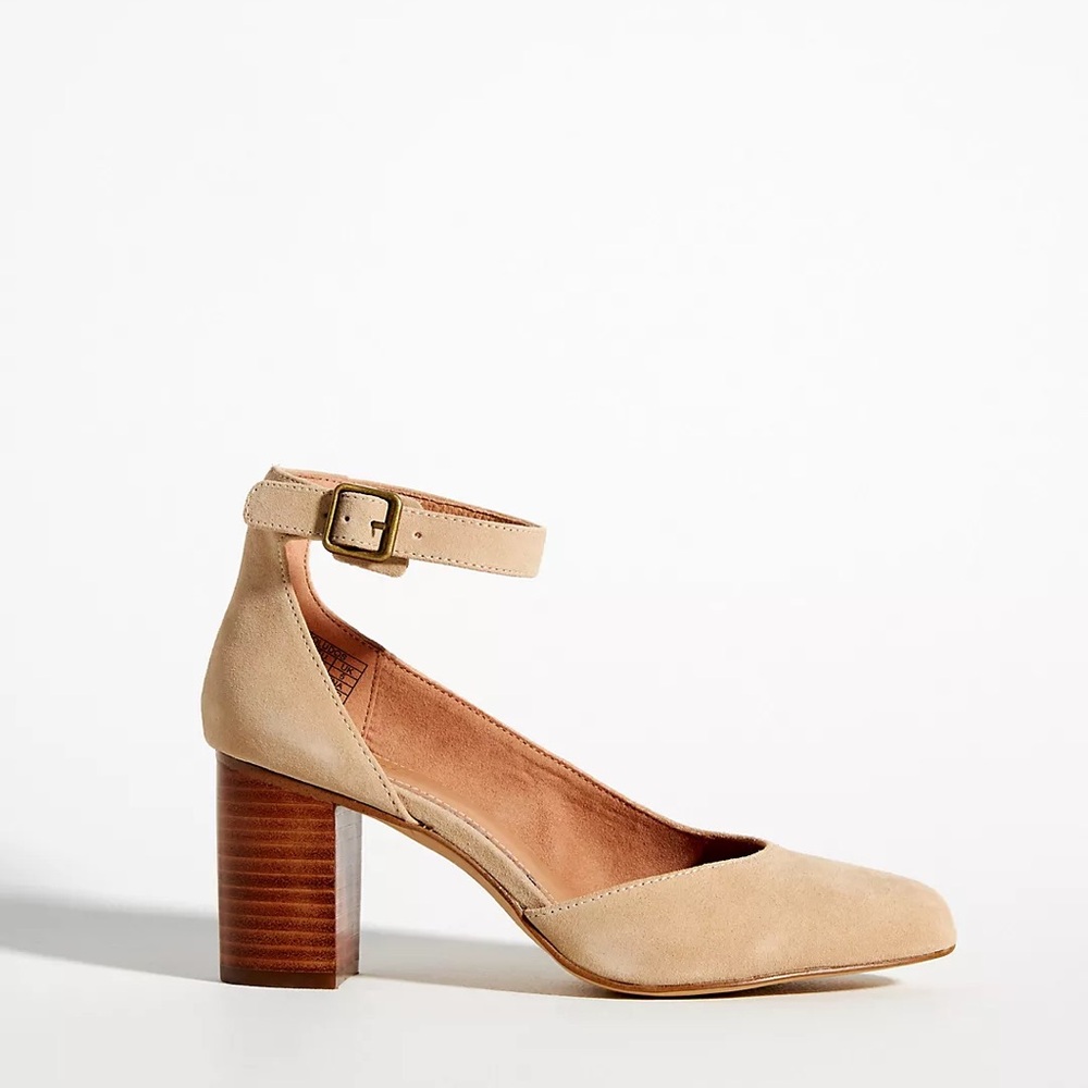 Soludos Tan Block Heel Mary Jane Shoes